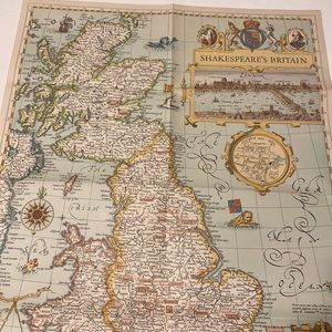 1964 Shakespeare Britain Map 25” x 19”